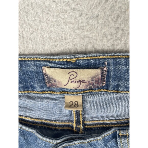 Paige Jean Shorts Womens 28 (30x3) Blue Distressed Cut Off Fray Hem Medium Wash - Picture 2 of 8